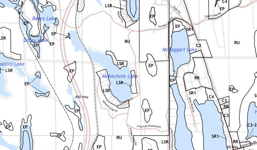 Zoning Map of McKechnie Lake in Municipality of Seguin and the District of Parry Sound
